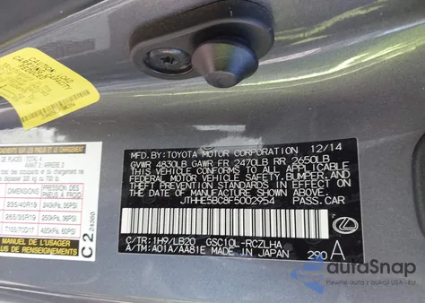 2015 Lexus Rc 350 z USA, uszkodzony, nr VIN JTHHE5BC8F5002954